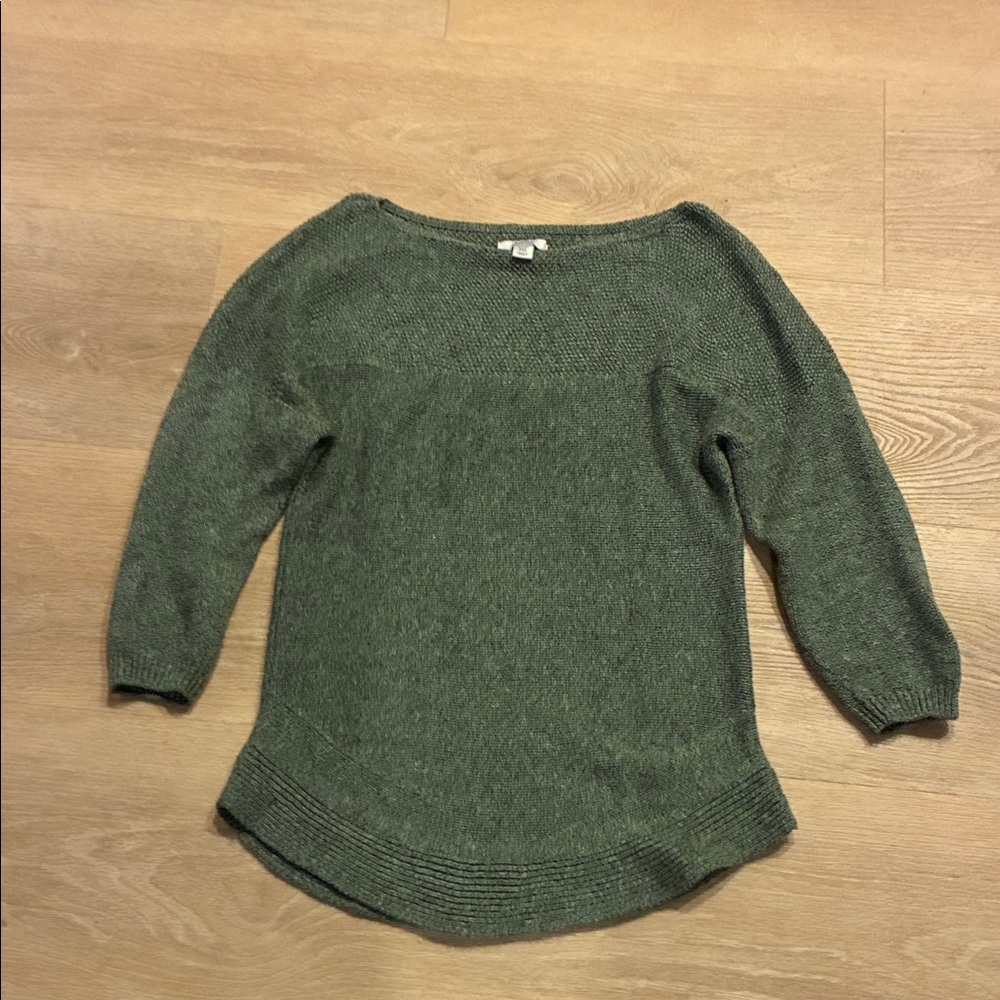 Croft & Barrow Olive Green Crew Neck Cotton/Rayon Sweater P XS Romantic NWOT